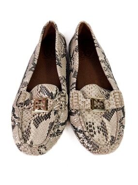 Tory Burch Kendrick Driver Loafers – Python Print Leather – Size 8.5